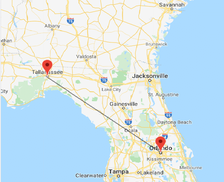 How Far is Tallahassee From Orlando Map Directions Exploreist